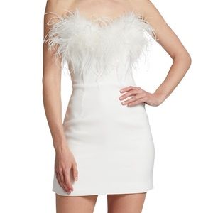 NWT line & dot Amor feather trimmed mini dress